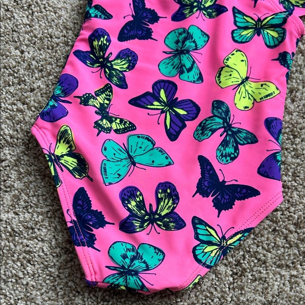 Pink Ruffle Butterfly Print Swimsuit, 18 Months - Picture 5 of 6